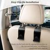 Black 4-Pack Car Headrest Hooks, Rotating Vehicle Seat Organizer for Purses, Handbags, Groceries, Backpacks, and Coats