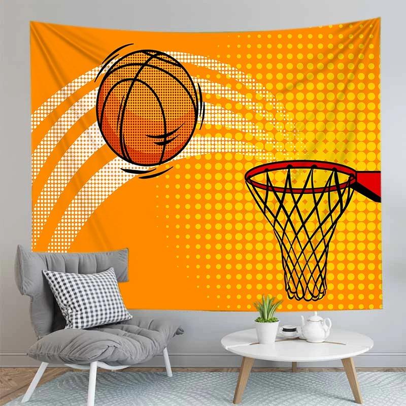 Sports Theme Basketball Pattern Tapestry Bedroom Living Room Tapestry Home Wall Decoration Tapestry