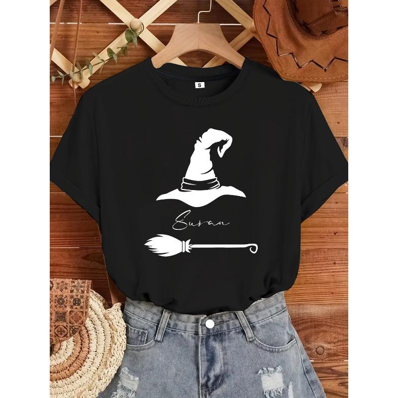Custom Halloween Witch T-Shirt, Personalized Shirts, Custom Name Tees, Family T-Shirts, Halloween Crew Shirts, Witch-Themed Shirts, Halloween Presents