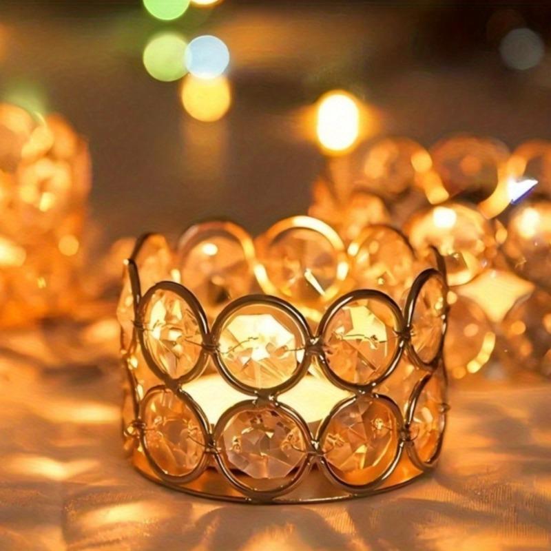 Crystal Tealight Candle Holders with Diamond Cylinder Design Finish for Wedding Centerpieces Table Decor Fireplace Candelabra