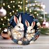 2D Flat Easter Bunny Acrylic Hanging Ornament, Floral Wreath Design, Suitable for wall decoration, porch, room, villa, accents Home, Hallway, or Workp