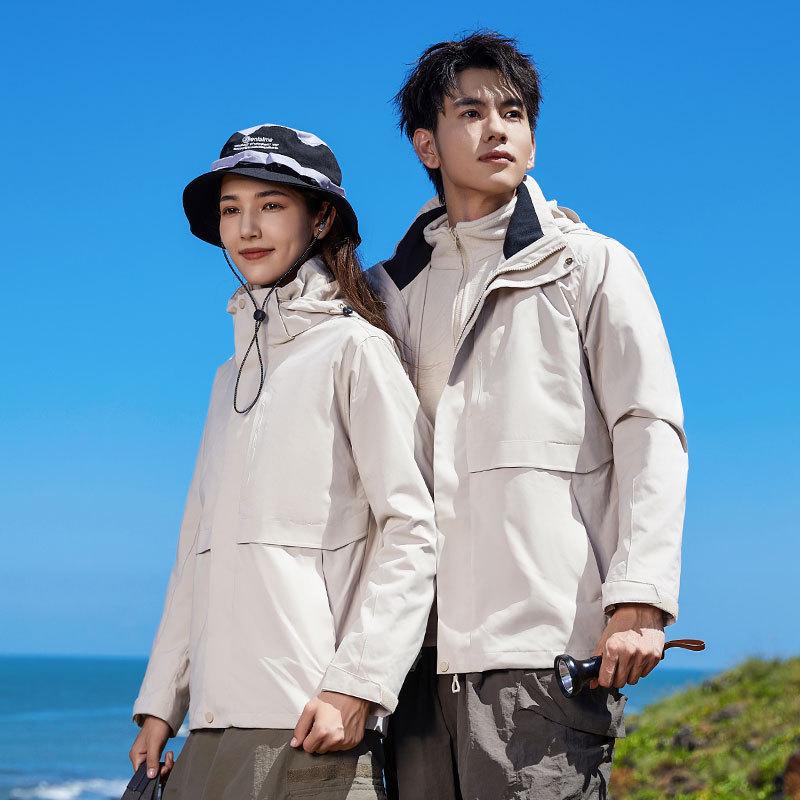 Unisex Autumn/Winter Waterproof & Windproof 3-in-1 Hiking Jacket with Detachable Thickened Fleece Layer XL