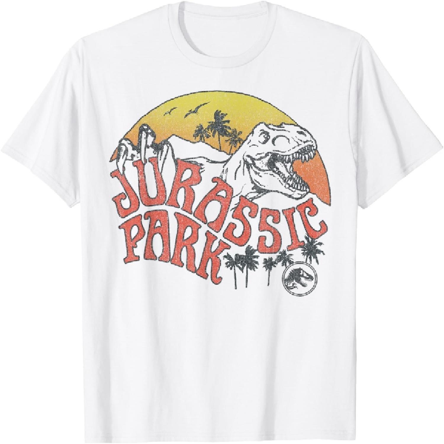 Jurassic Park Retro T-Rex Sunset Logo Graphic T-Shirt T-Shirt S