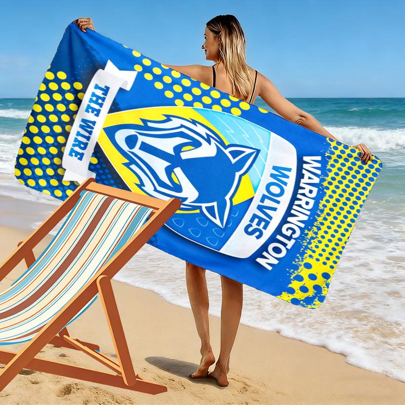 Warrington Wolves Print Beach Towel, Large Soft Quick Dry Towel for Beach Camping Swimming
