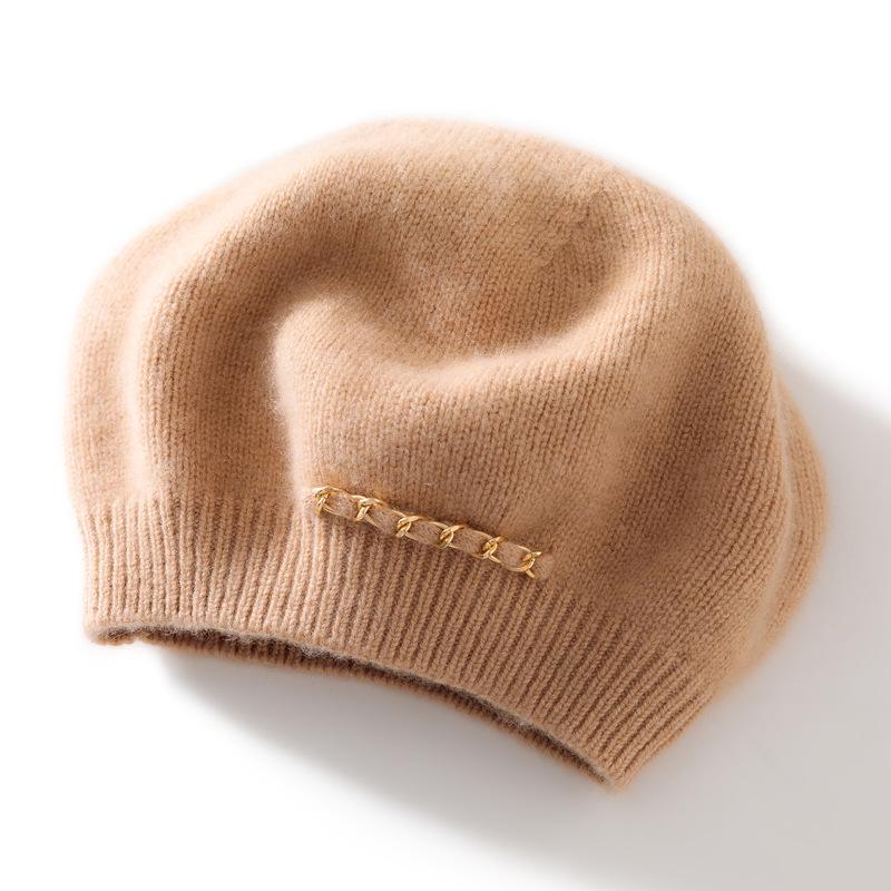 Women s 100% Pure Cashmere Double-Strand Knit Beret Hat - Thick, Warm & Stylish for Autumn/Winter One Size