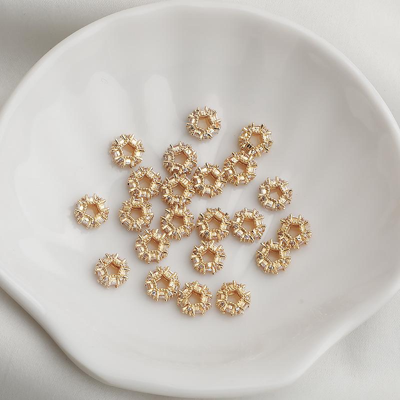14K Gold Plated Zirconium Star Spacer Bead Necklace DIY Jewelry Accessory