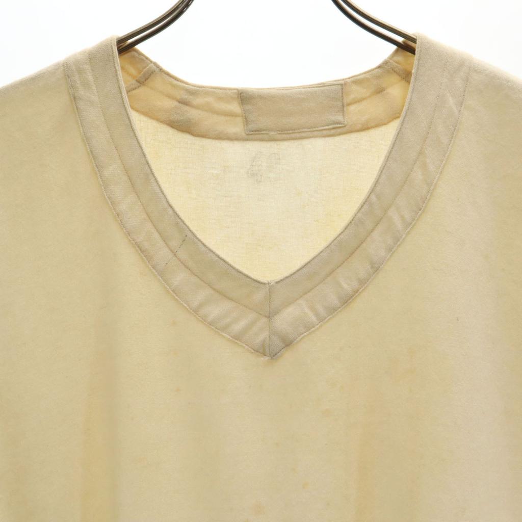 FRENCH ARMY 40s 50s Vintage No Sleeve V Neck Best 46 Beige Men's Used