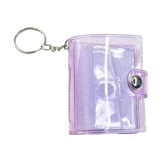 Storage Book Mini Photo Album Keychain with Snap Button Design Portable 16-24 Photo Capacity