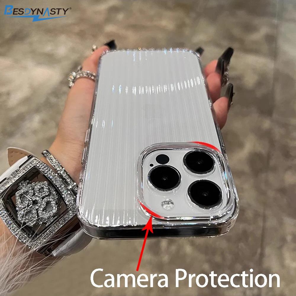 Transparent Phone Case For iPhone 17 Air 16 15 11 12 13 14 Pro Max Soft Corrugated Hard Bumper Back Cover Clear Case