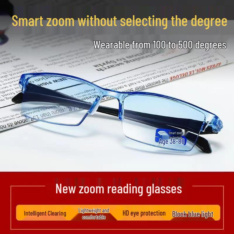 SmartZoom Rimless Reading Glasses with Auto Diopter & Blue Light Filter