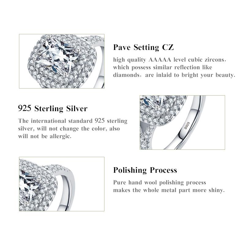 Modian Female Rectangle Clear CZ Ring Classic 925 Sterling Silver Wedding Engagement Rings For Women Fine Jewelry