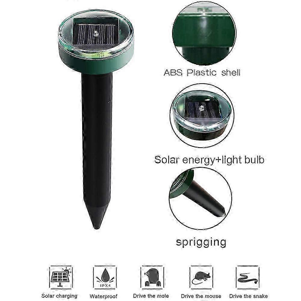 Solar Ultrasonic Snake Mouse Repeller Outdoor Pest Control 2PCS