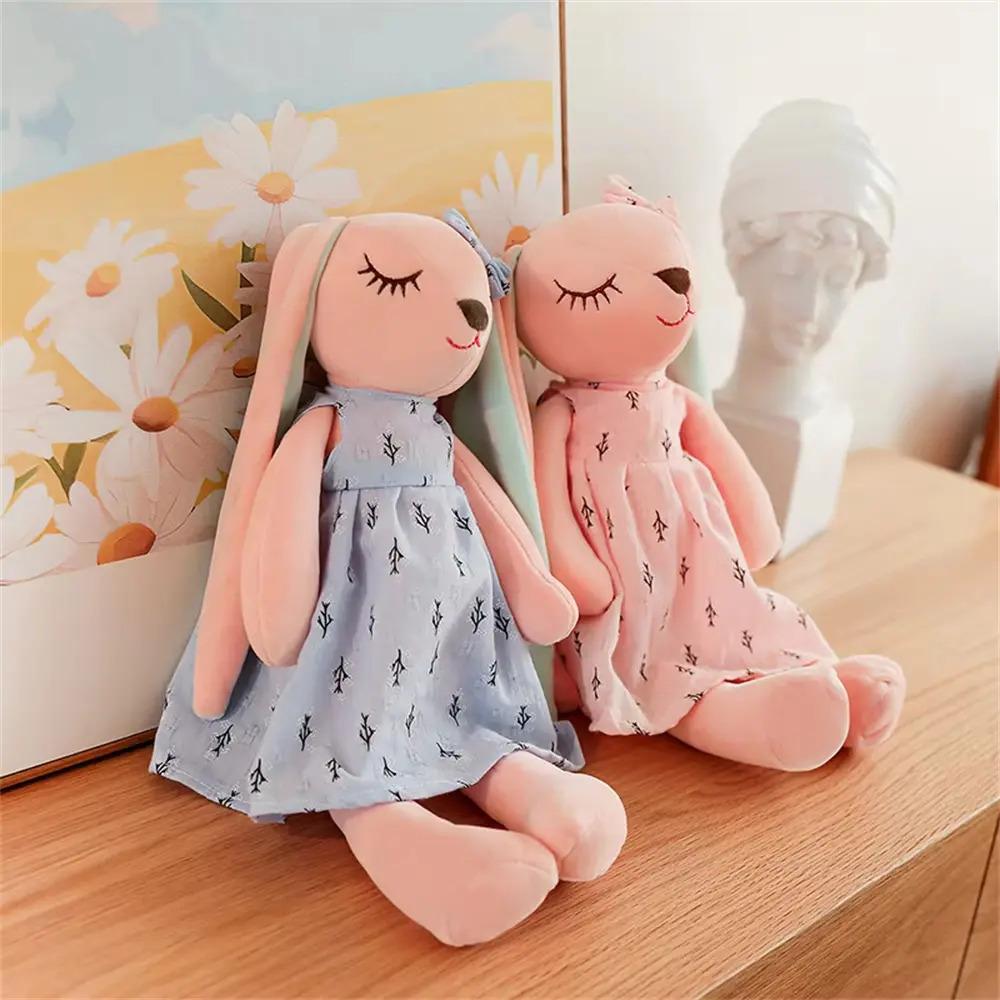 Pink Rabbit Plush Toy with Dress 45 Cm for Girl
