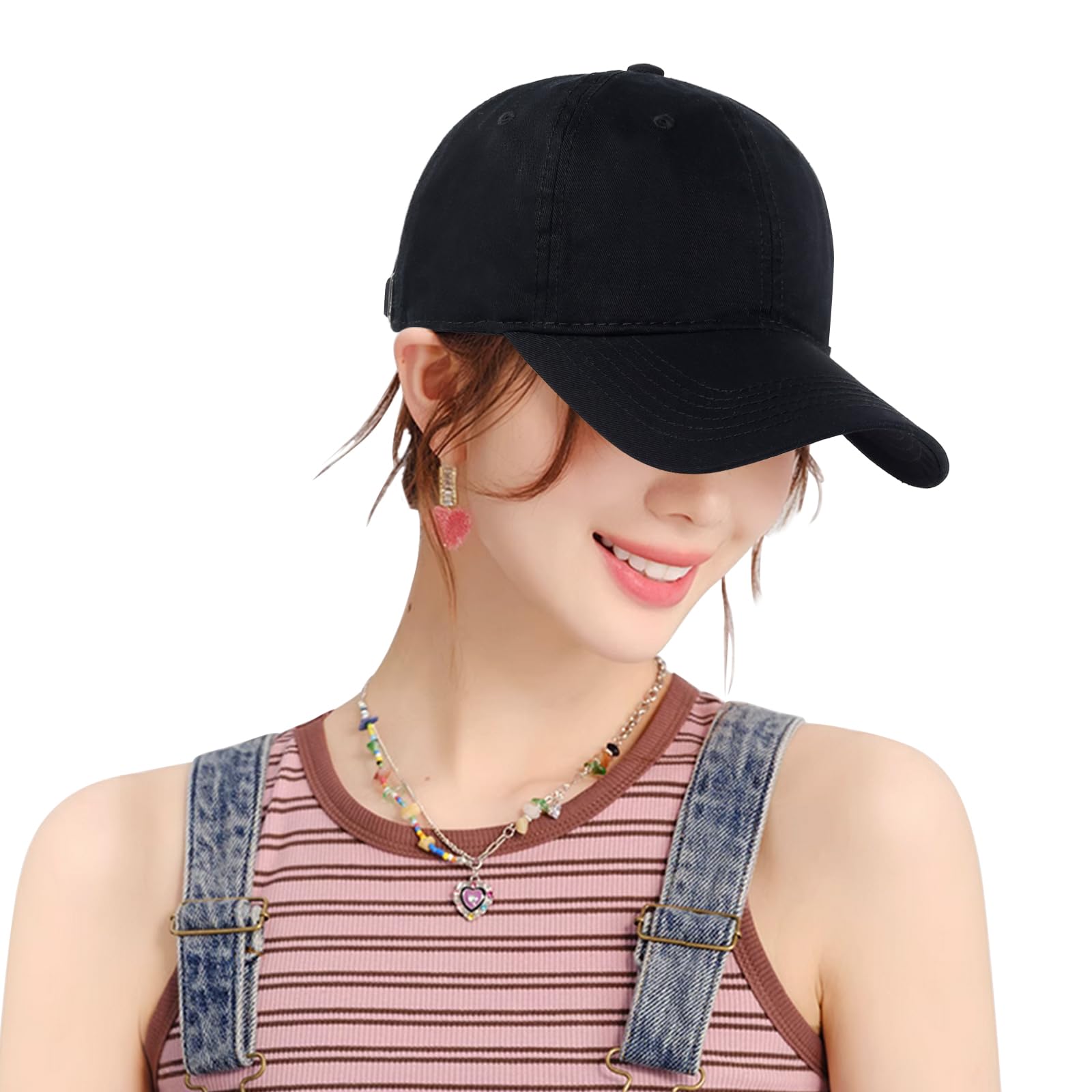 

Geyanuo Кепка для мужчин и хлопковая шляпа с большой однотонной уличной кепкой для женщин, глубокая, с козырьком, цветная, простая, повседневная, чёрный