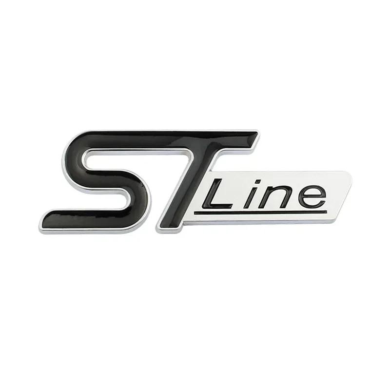 For  ST LINE Logo Front Grill Emblem Badge Car Rear Trunk Sticker Decals Focus Kuga Fiesta Mondeo ESCAPE Ecoboost