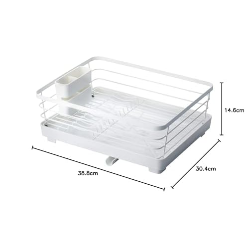 Asvel Silicone Dish Drainer, White, 30.4 x 38.8 x 14.6 cm, Poze Double-Coated Wide Dish Drainer