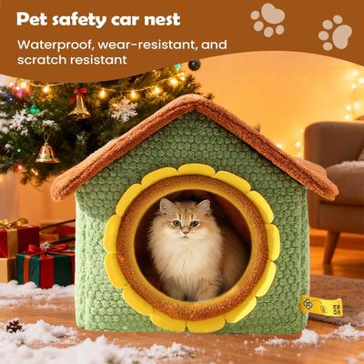 Pet House Removable Washable Shelter Removable Washable Kitten Bed Cave For Kittens Small Pets Play Corner Winter Christmas Cold