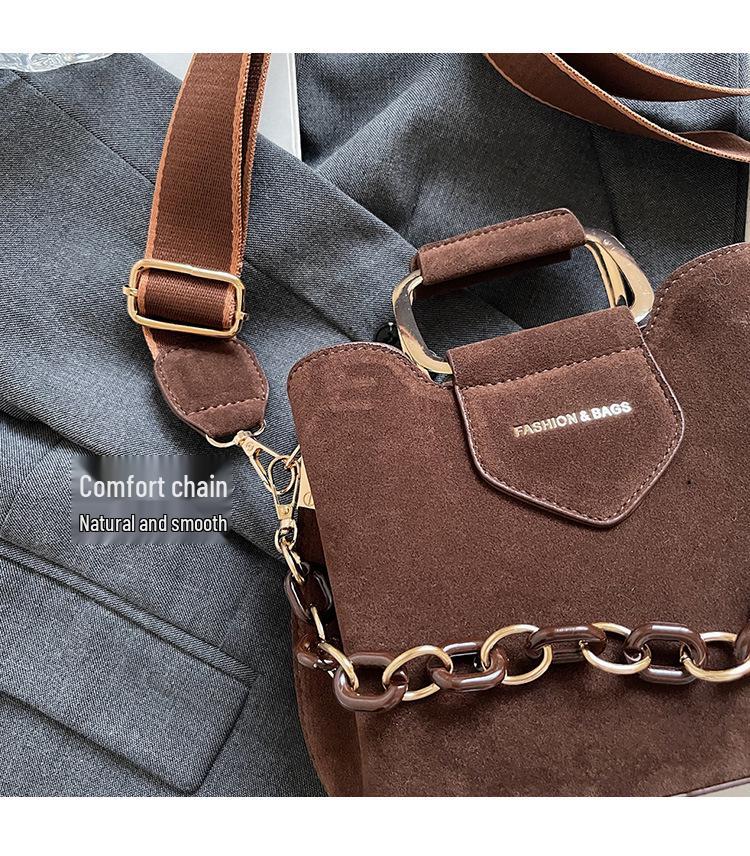 Versatile Women's Solid Color Bucket Handbag - Autumn 2025, Single Shoulder Crossbody