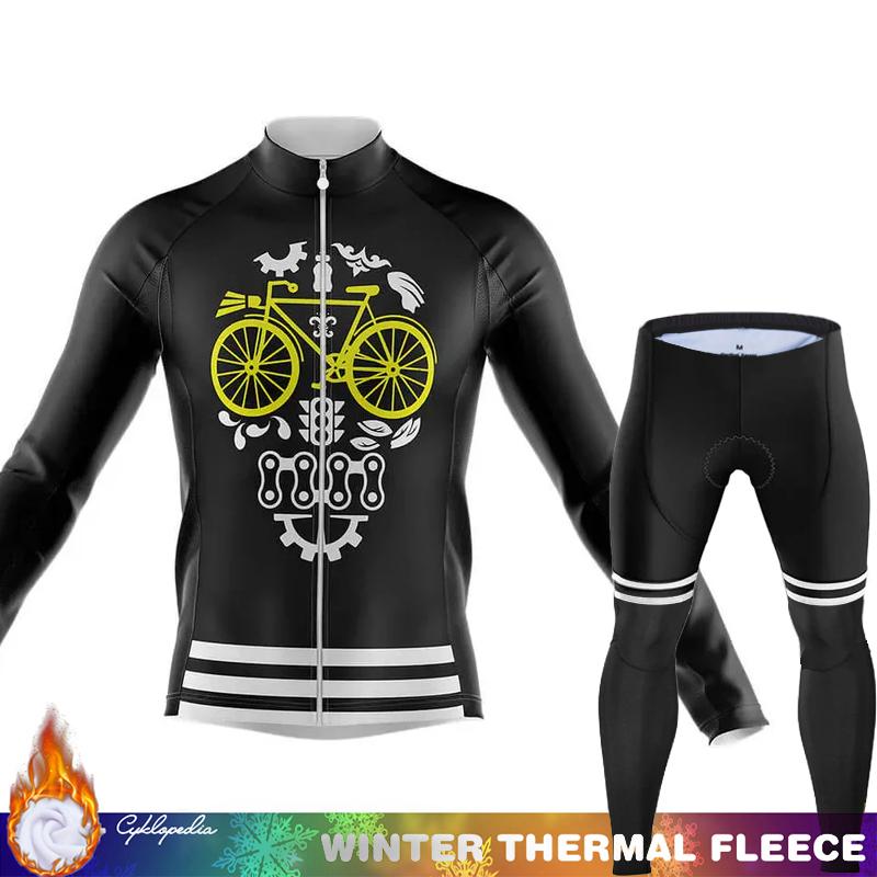 Men's Cycling Jersey Winter Thermal Fleece Biking Clothes Triathlon Road Bikes Man Outfit Long Sleeve Shirt Bicycle Clothing Set