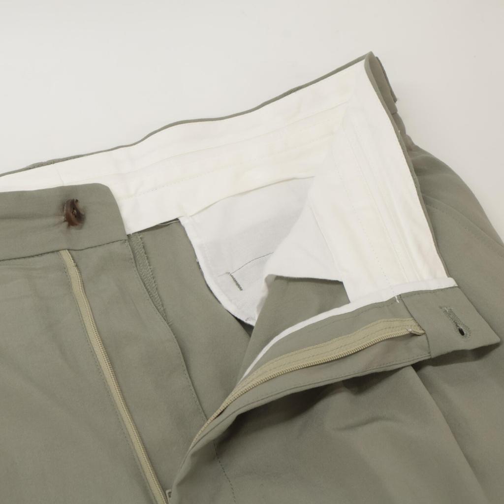 York Khaki WOOL TROPICAL 3-PLEATED WIDE-LEG TROUSERS Bottoms 4 khakiUsed