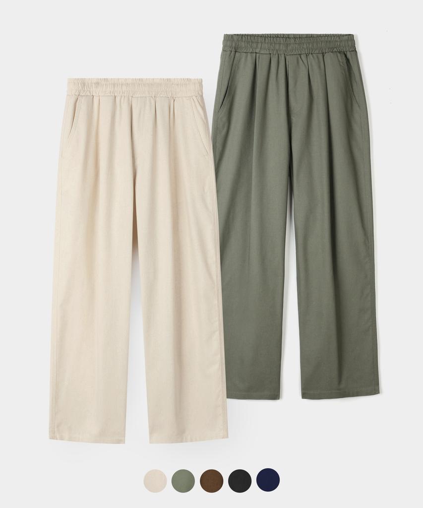 INDUST Semi-Wide Single-Pleat Linen Pants_5 Colors