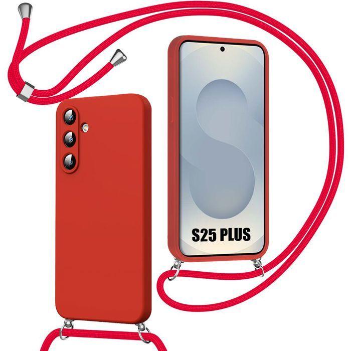 Case for Samsung Galaxy S25 Plus (S25+) Soft Anti-Scratch Silicone with Lanyard - Red