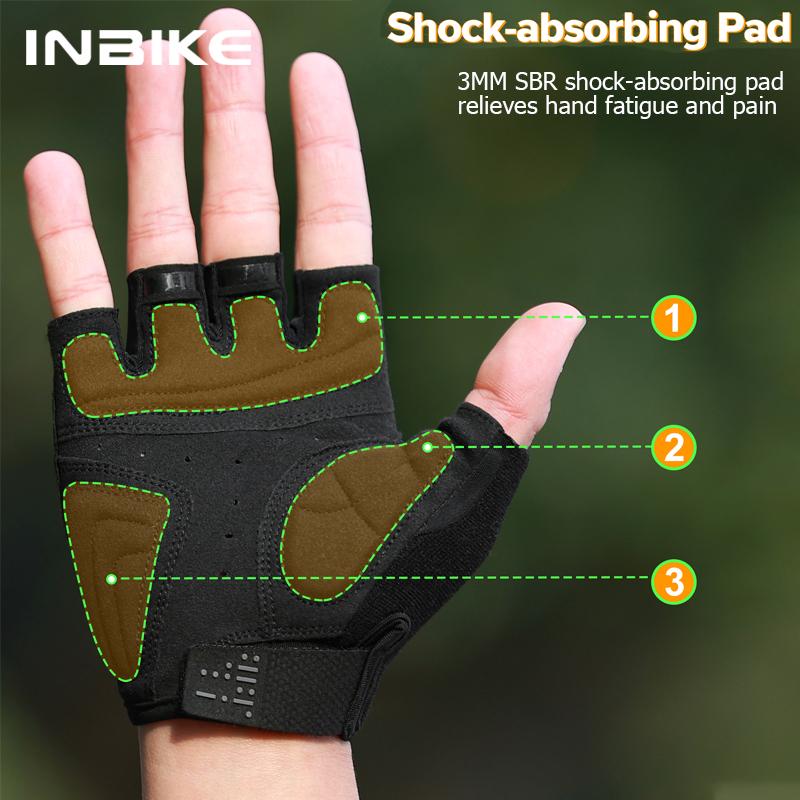INBIKE Men's Cycling Gloves Half Finger Summer MTB Gloves Shock-absorption Mountain Bike Gym Sports Gloves Cycling Accessories