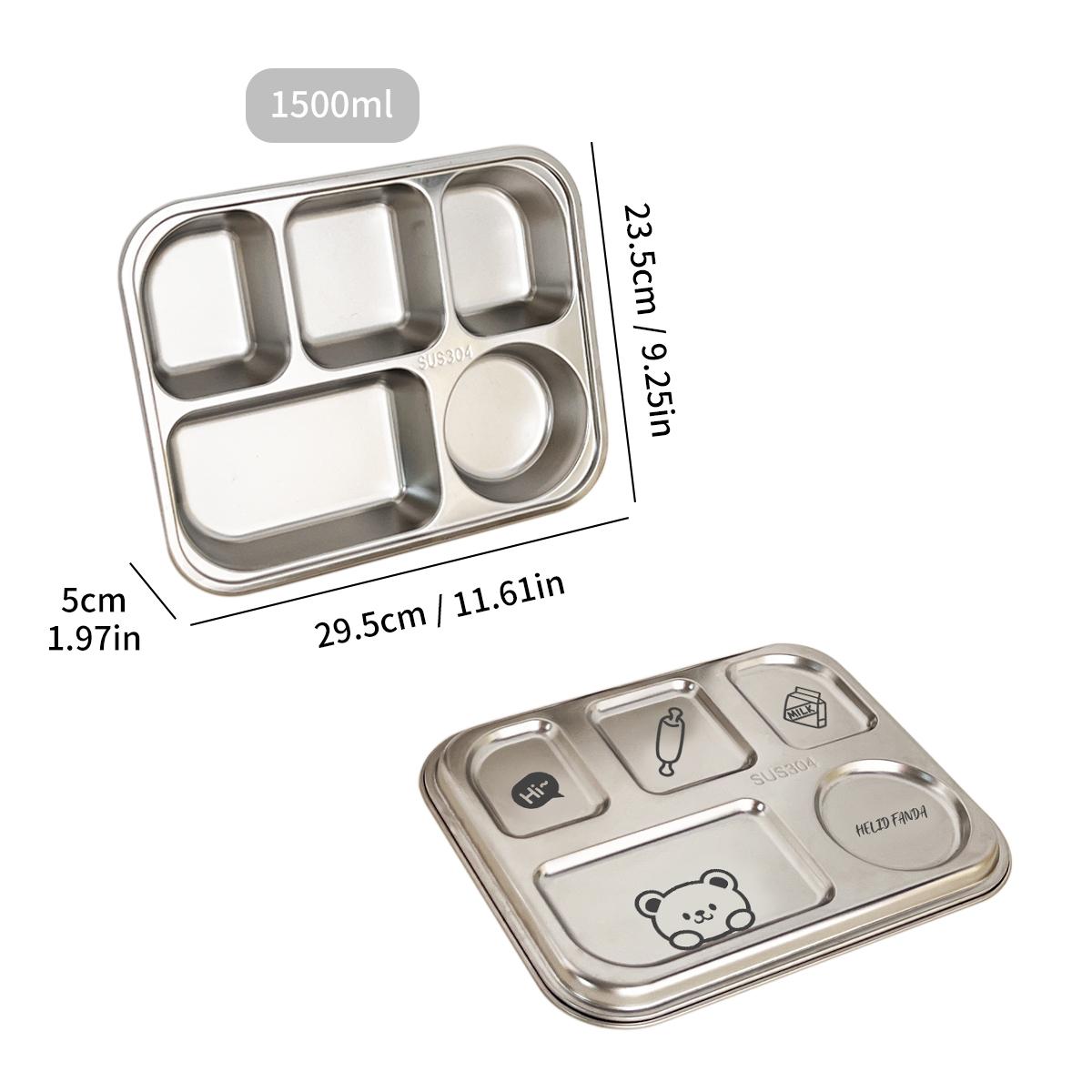 

1/1,5 л Ланч-бокс из нержавеющей стали 304 с крышкой, отделения углублены, поднос для фаст-фуда, студенческая столовая, сетчатый бенто-бокс