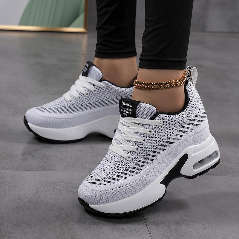 Fashion Sneakers Women Mesh Breathable Casual Women Spring Platform Heels Wedges Height Increasing 2025 Knitted Ladies Vulcanized Shoes