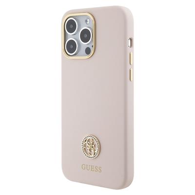 Guess Guhcp15Xm4Dgpp Iphone 15 Pro Max 6.7 Jasnoróżowy/Pink Hardcase Silicone Logo Strass 4G