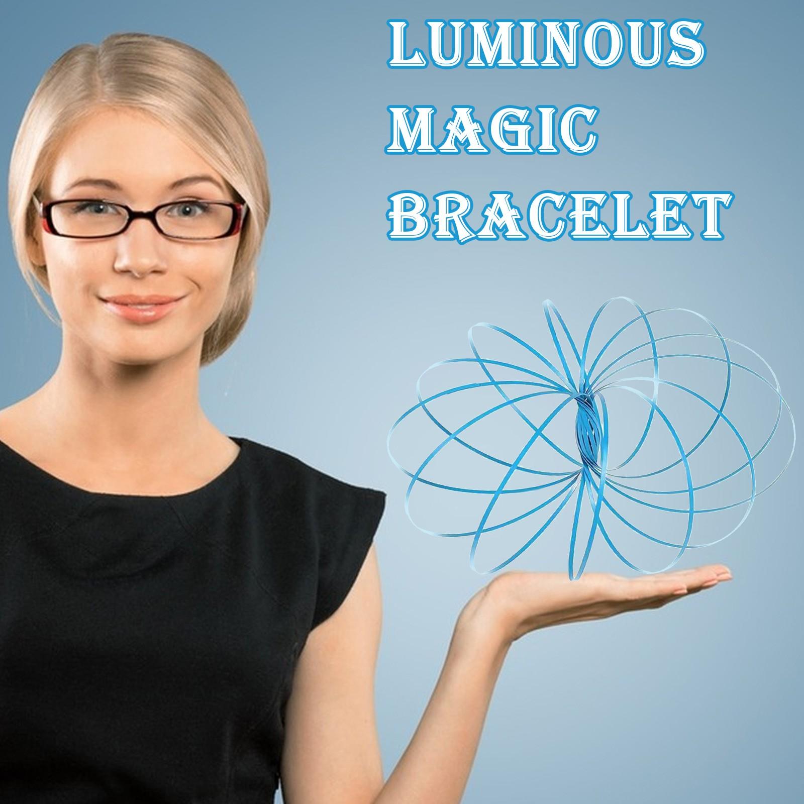 

Браслет из нержавеющей стали с подсветкой, металлический браслет, вращающееся 3D-кольцо, мобильный браслет, светящийся One Size синий