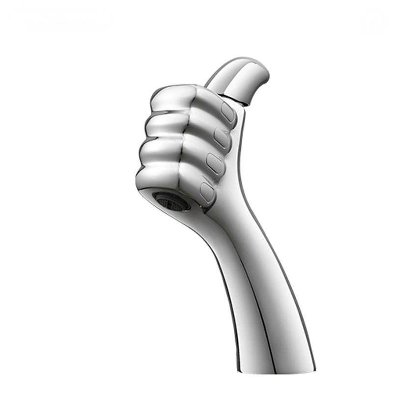 New Style Bathroom Basin Faucet Hot and Cold Water Thumb Faucet, Washbasin Mixers Taps, Universal Basin Faucet Black Chrome Gray