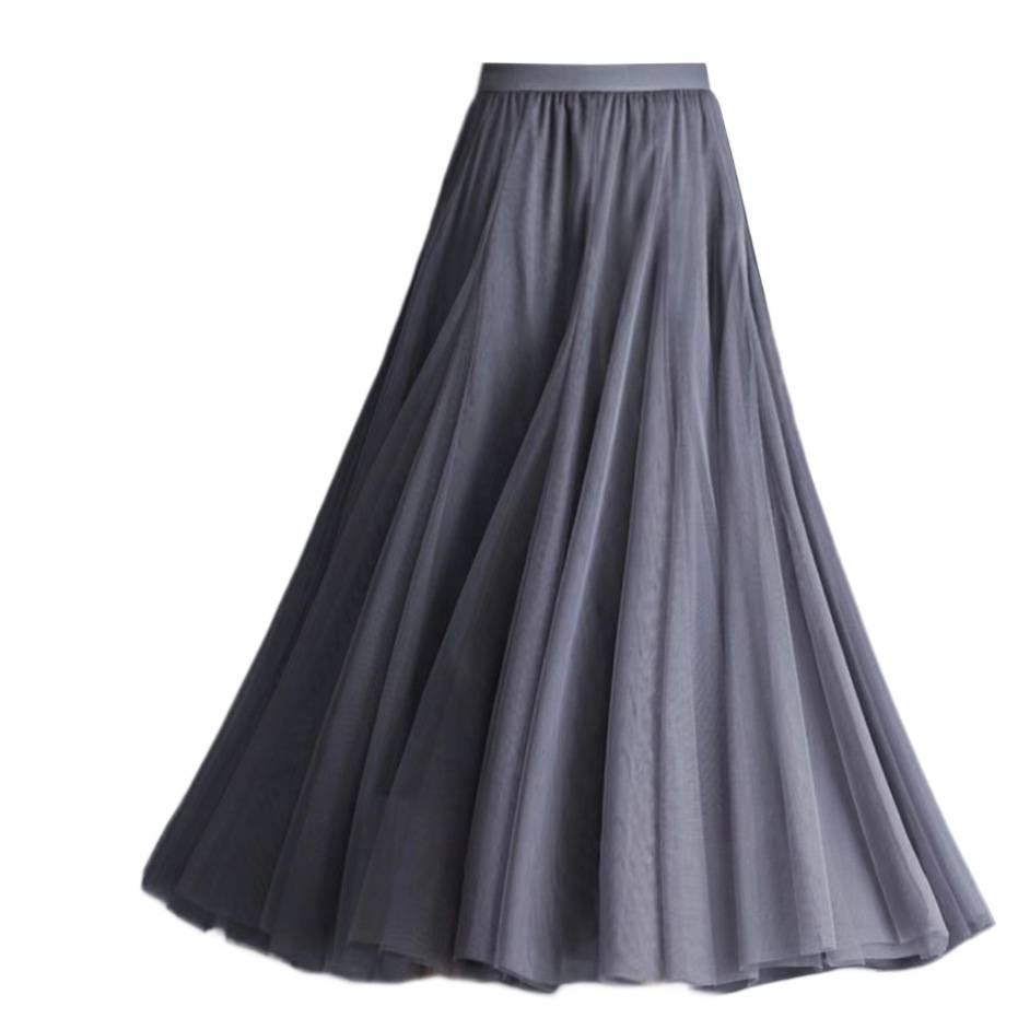 Двухслойная юбка из марли на все четыре сезона с подолом 720 градусов большого размера, А-силуэта, драпированная, сказочная One size темно-серого
