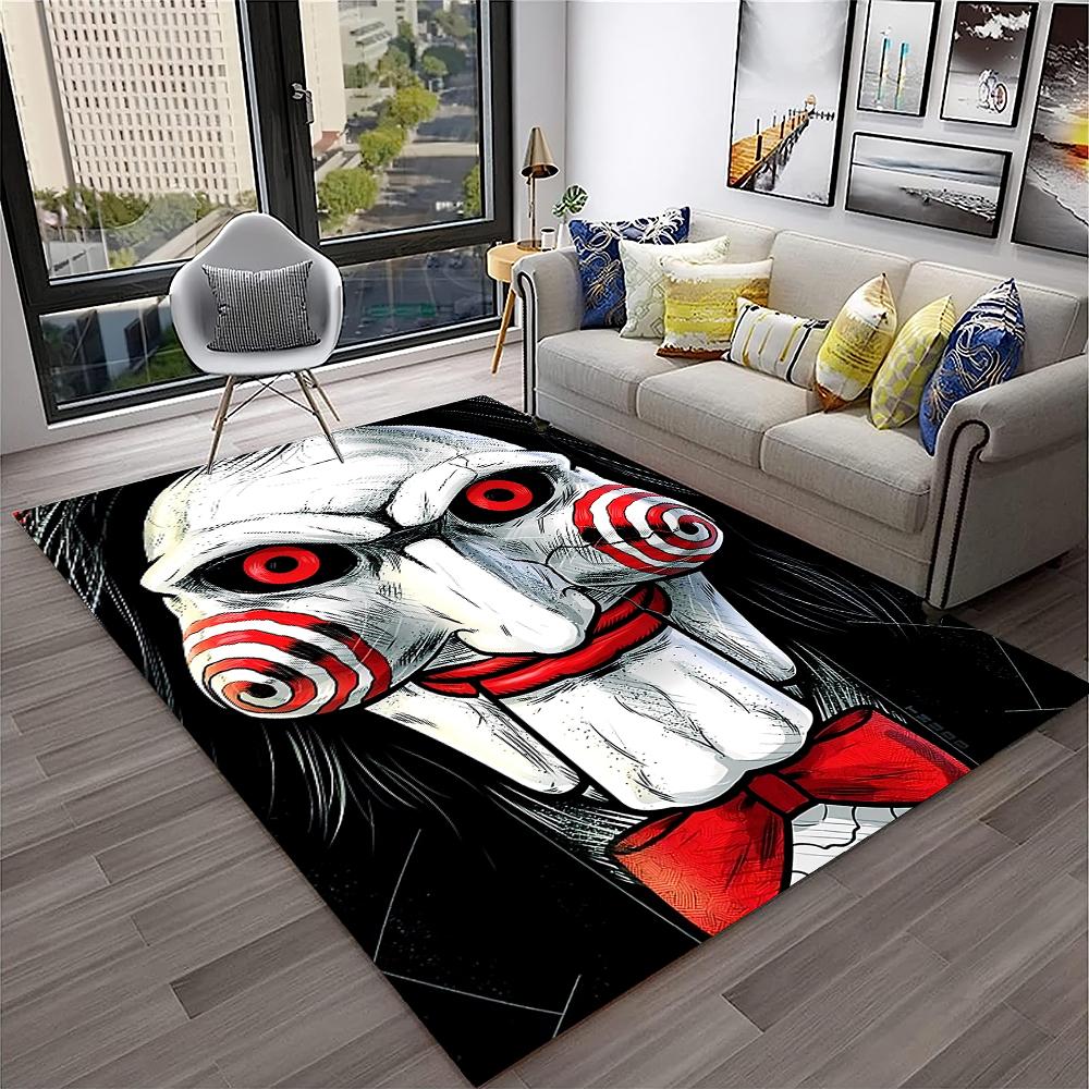 Horror Movie Scream Saw Halloween Cartoon Carpet Rug for Home Living Room Bedroom Sofa Doormat Decor,Area Rug Non-slip Floor Mat