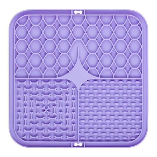 

Квадратный силиконовый коврик для вылизывания собакой с присоской, для снятия тревожности, коврик для еды питомца, противоскользящая миска для медленного кормления, коврик для вылизывания арахисового масла, развивающая игрушка S