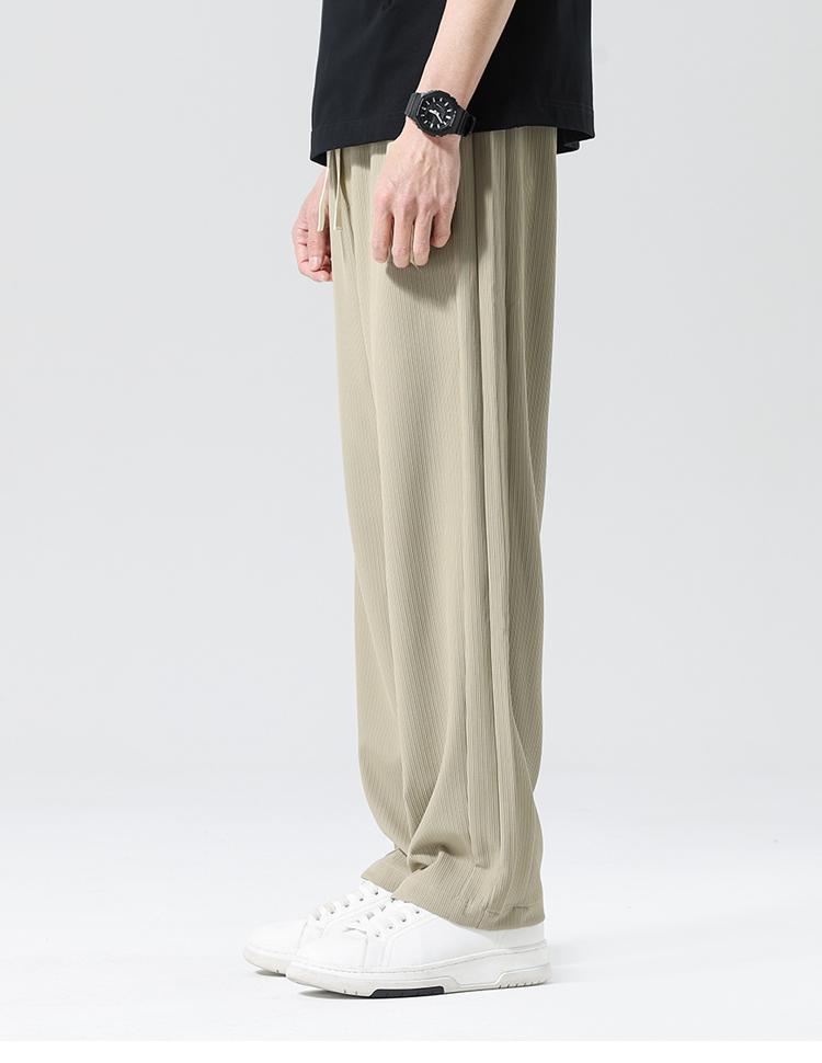 Cool Ice Silk Pants Summer Wide Leg Casual Long Pants Men's Loose Drop Down Straight Leg Floor Pants
