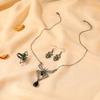 Halloween Vintage Smaragd Spinnen Schmuckset: Halskette, Ohrringe & Ring