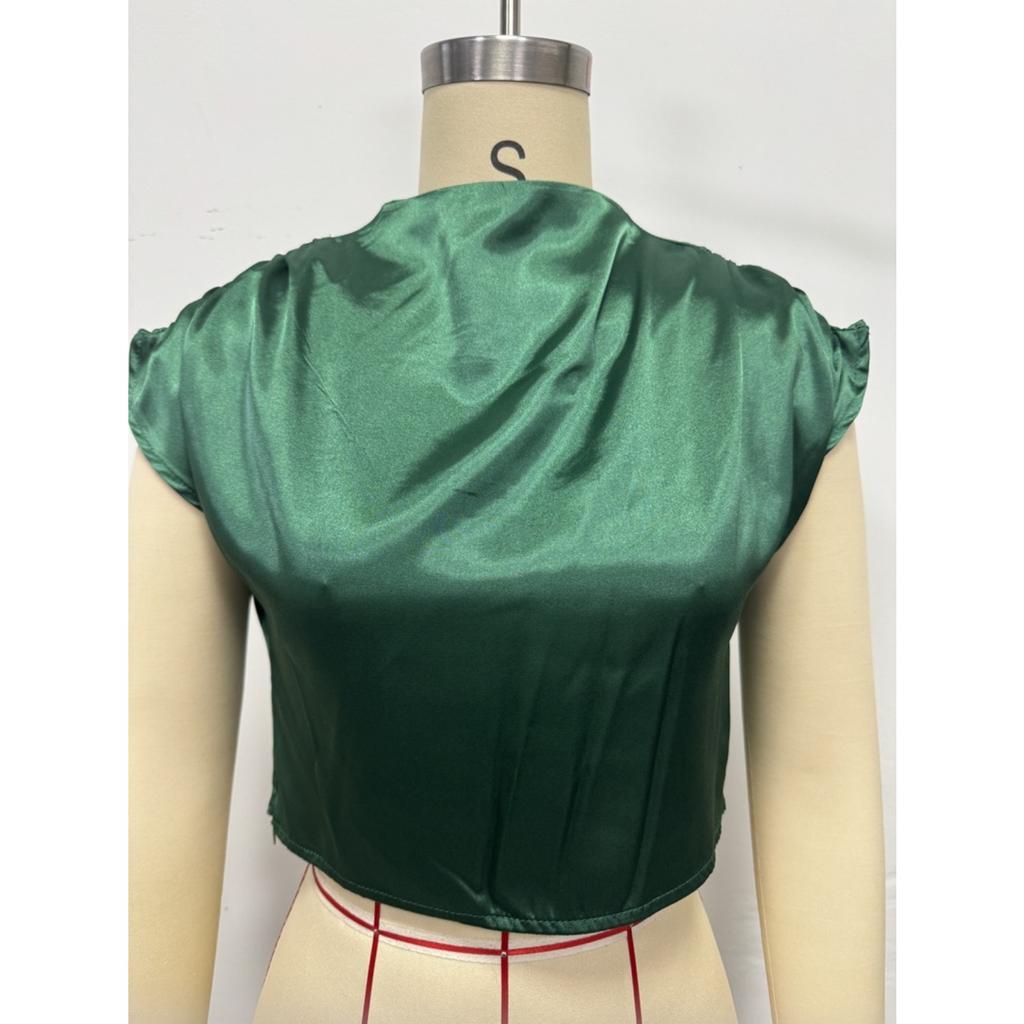 Summer Satin Shirts Fashionable Solid Color High-end Short Sleeved Women's Blouses & Shirts