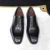 Fashion Luxury Genuine Cow Leather Men's Dress Shoes Lace-Up Oxford Pointed Toe Office Business Wedding Formal Footwear