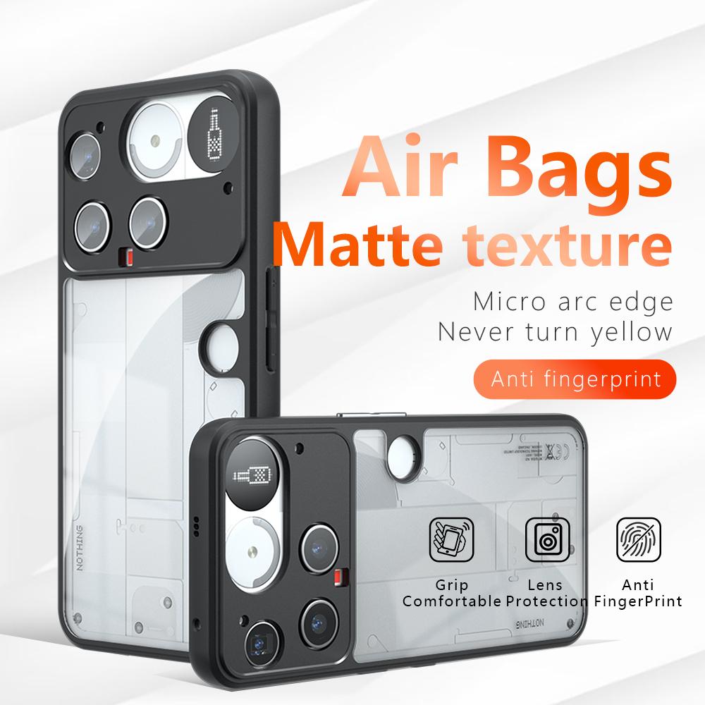 For Nothing Phone (3) 5G Case Skin-Touch TPU + PC Matte Phone Back Cover, Transparent Black