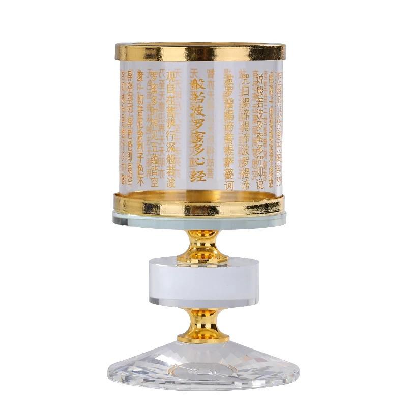 Buddhist Supplies Crystal Candle Holder Ornaments Windproof Lampshade Buddha Hall for The Buddha Candle Holders Decoration