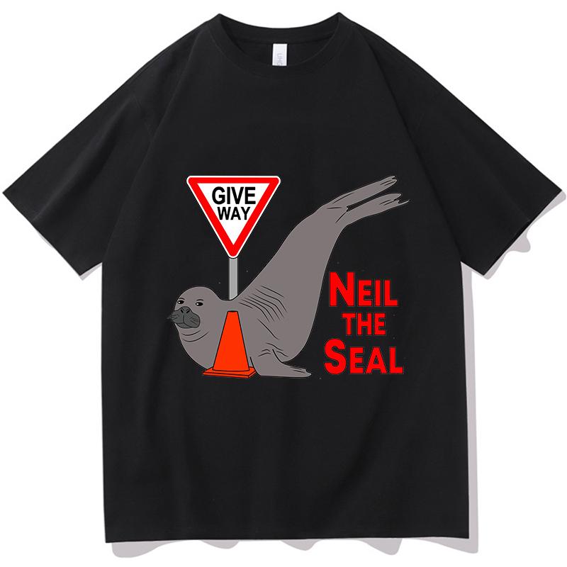 Neil The Seal TShirt Summer Pure Cotton TShirts For Unisex Print Tshirts ShortSleeved Vintage Tees Aesthetic Harajuku Streetwear