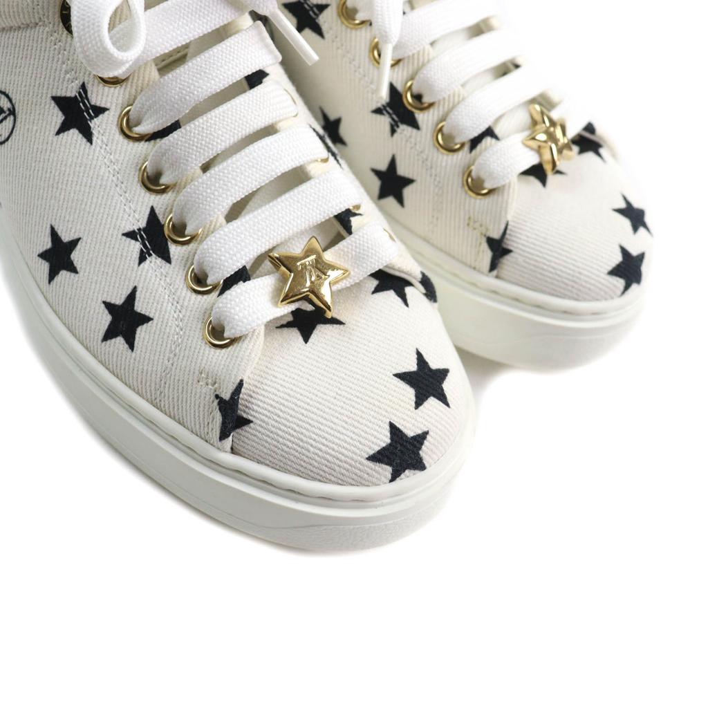 Great LOUIS VUITTON Sneakers timeout line Monogram star Leather White Canvas Used