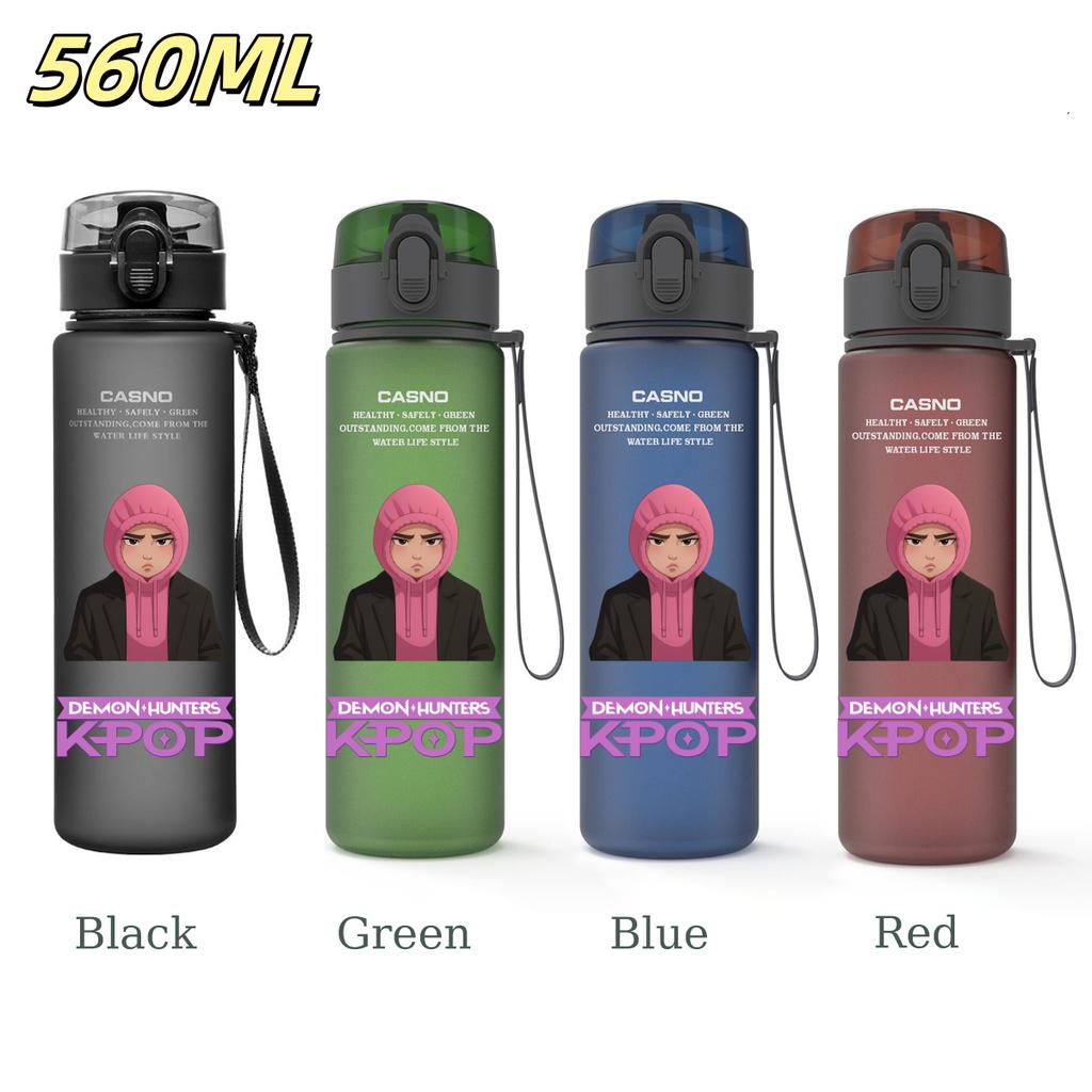 560ML KPop Demon Hunters Plastic Cartoon Pattern Water Cup Tall Superior Quality Children Outdoor Sports Drinking Water Bottle Birth Date Present