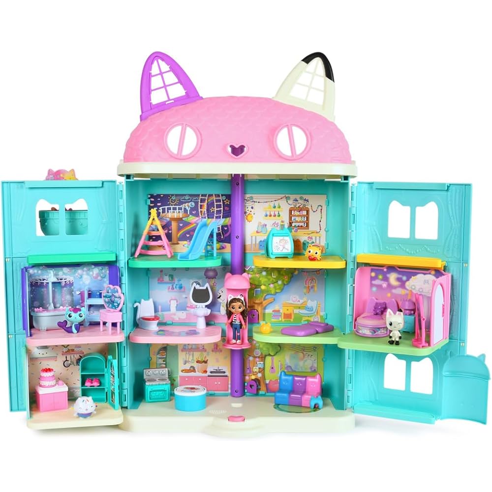 Takara Tomy Gabby's Dollhouse Large Cat House with 3 Rooms and Accessories Gift Set