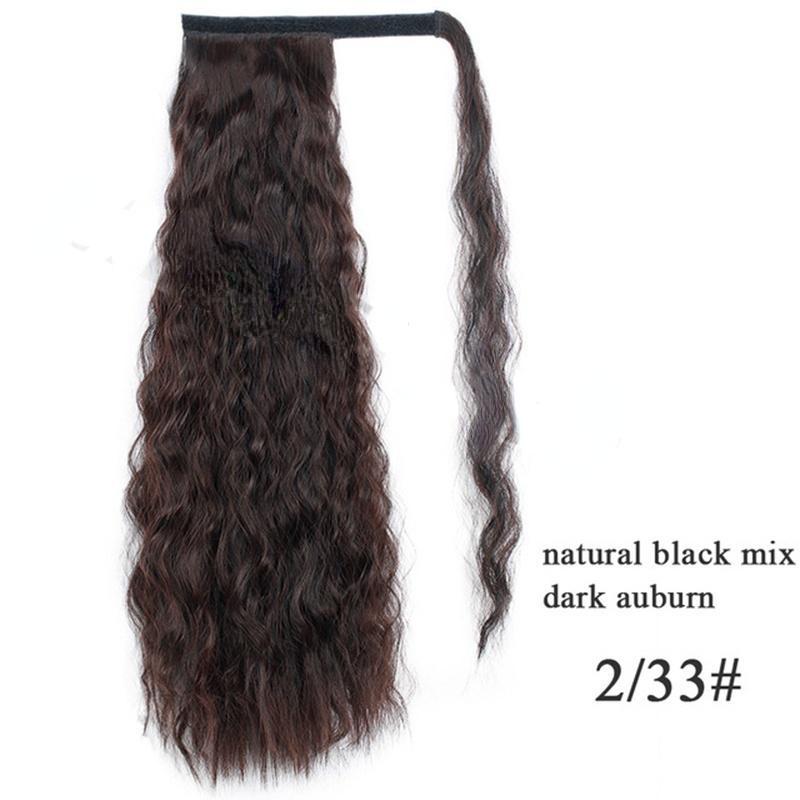 MISS WIG Corn Wavy Long Ponytail Synthetic Hairpiece Wrap On Clip Hair Extensions Ombre Ponytail