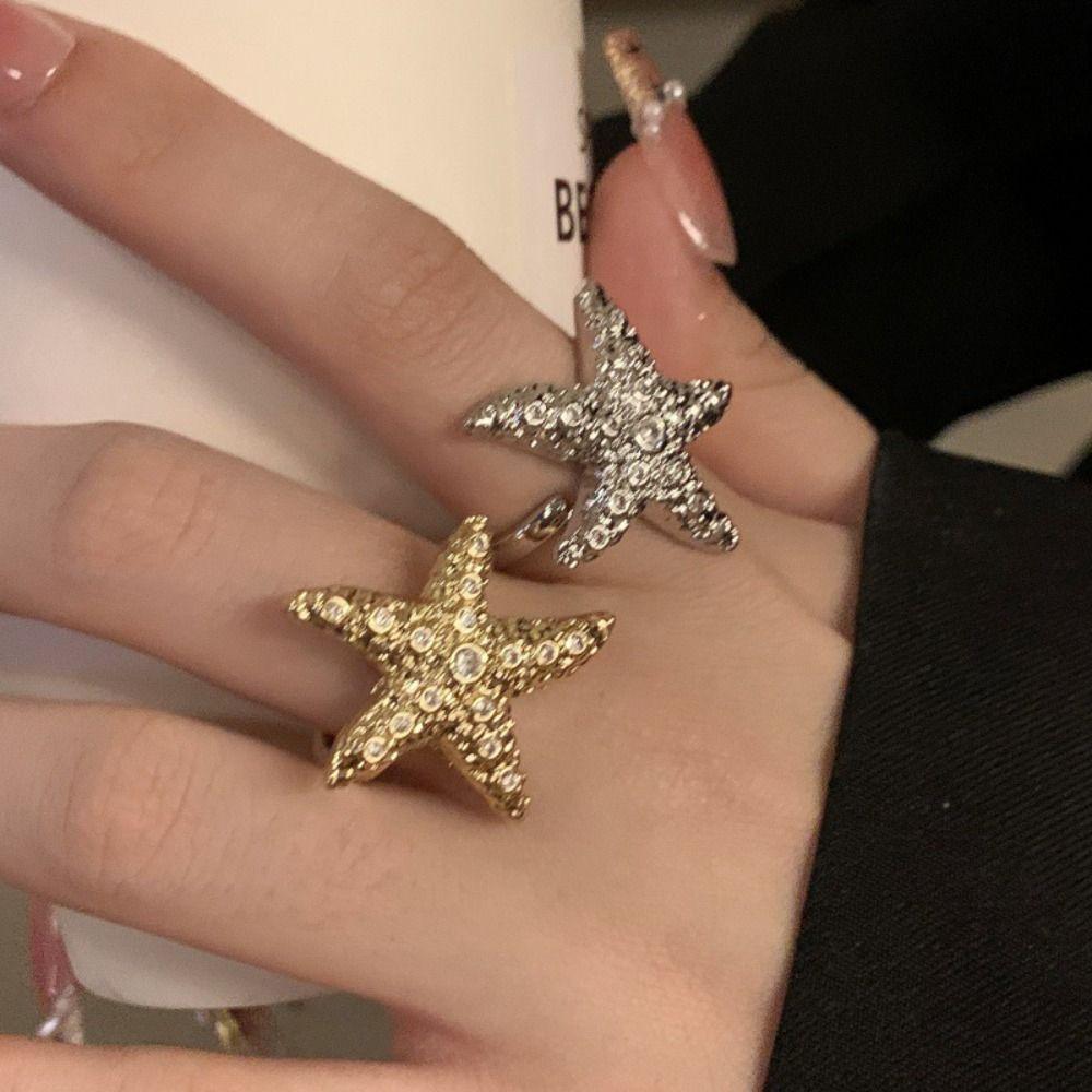 Jewelry Accessories Metal Starfish Ring Korean Style Vintage Finger Buckle  Gift
