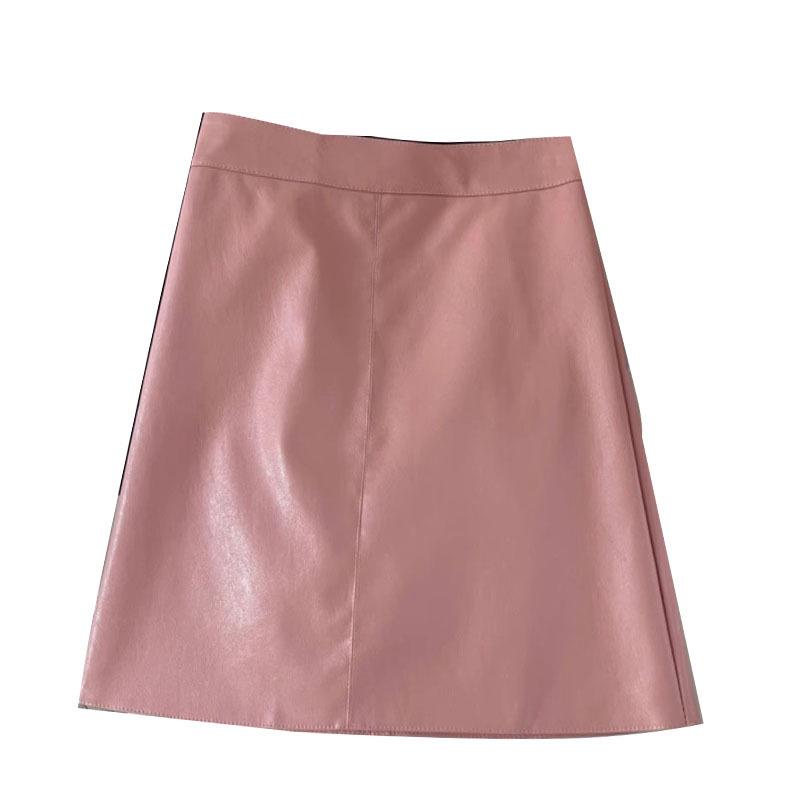 Damen Schwarzer PU-Leder A-Linien Minirock – Slim Fit, Vielseitiger Midi für Herbst/Winter