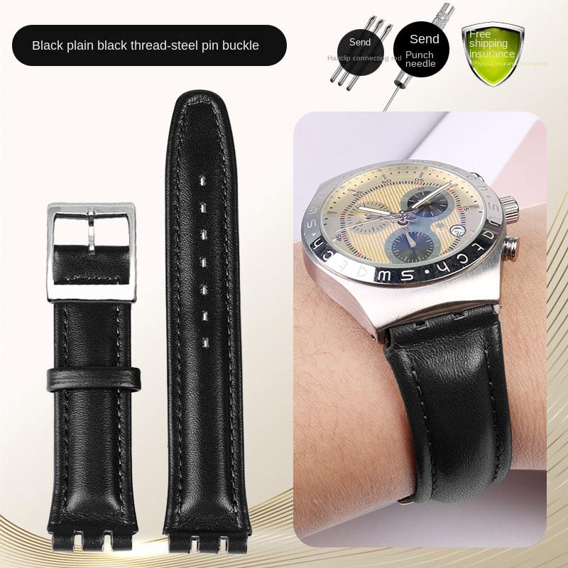 For swatch YCS YAS YGS series watch band 17mm 19mm genuine leather Wrist Strap Women men watch strap belt bracelet accessories