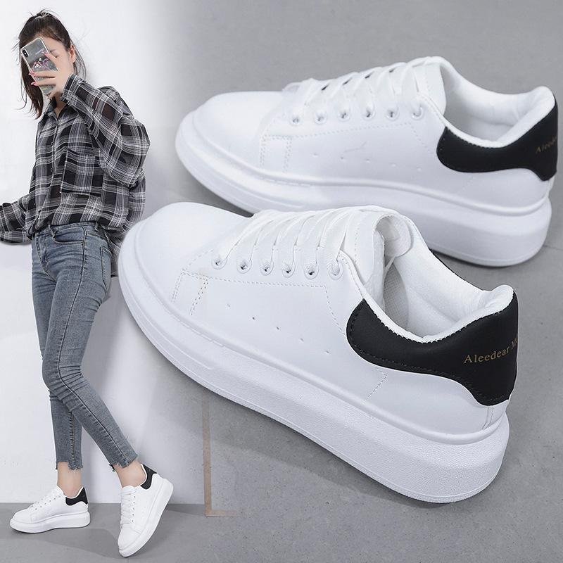 Buy White Shoes Women's Thick Bottom Spring Autumn New Style Heightening Old Shoes Trend Ins